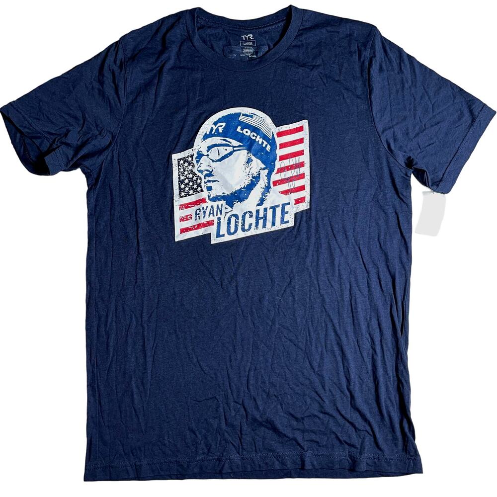 TYR Men's Ryan Lochte Graphic Tee - Navy Blue - Size Medium - $30